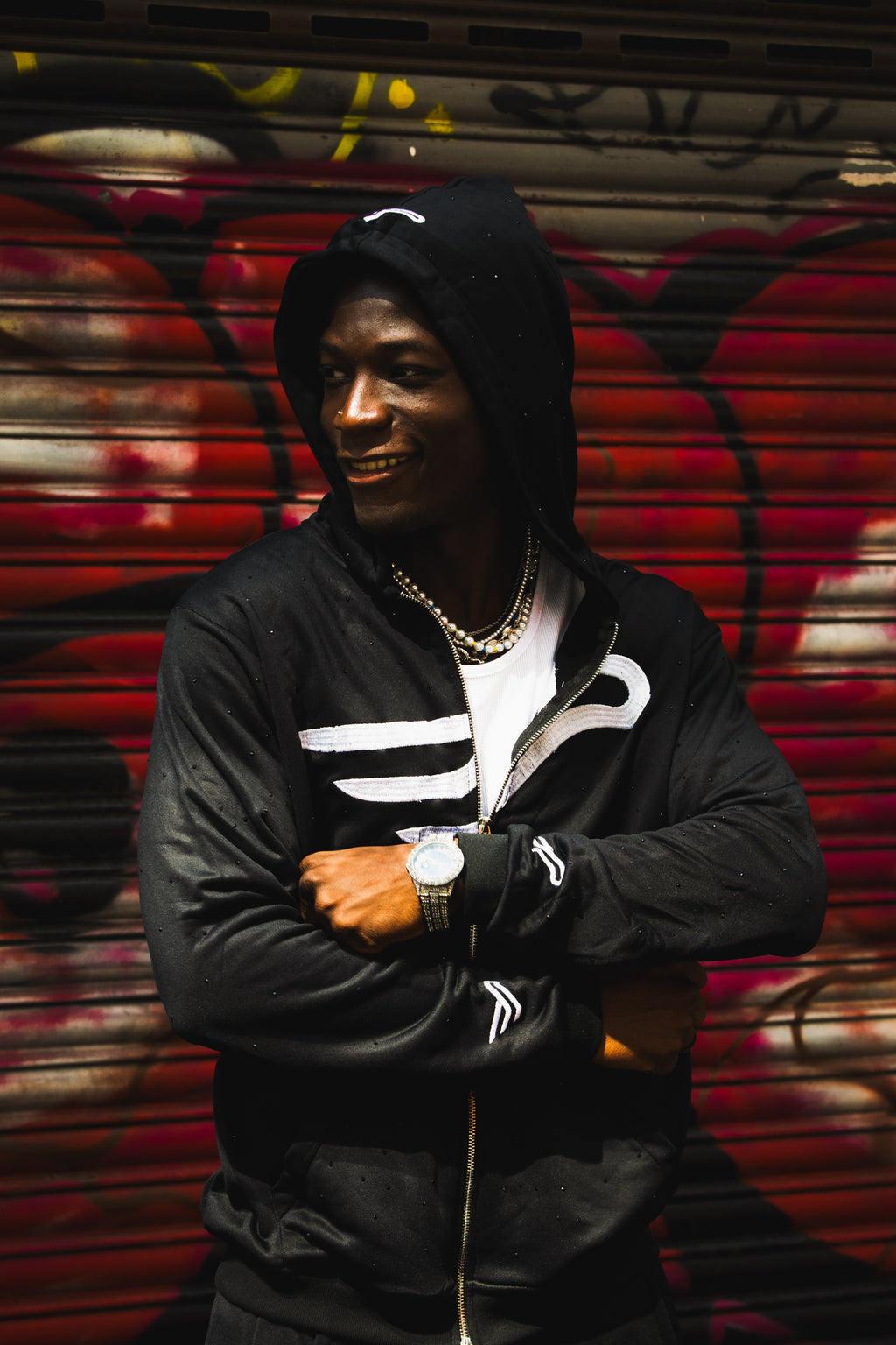 Glide Signature Double-Zip Rhinestone Tracksuit - Black