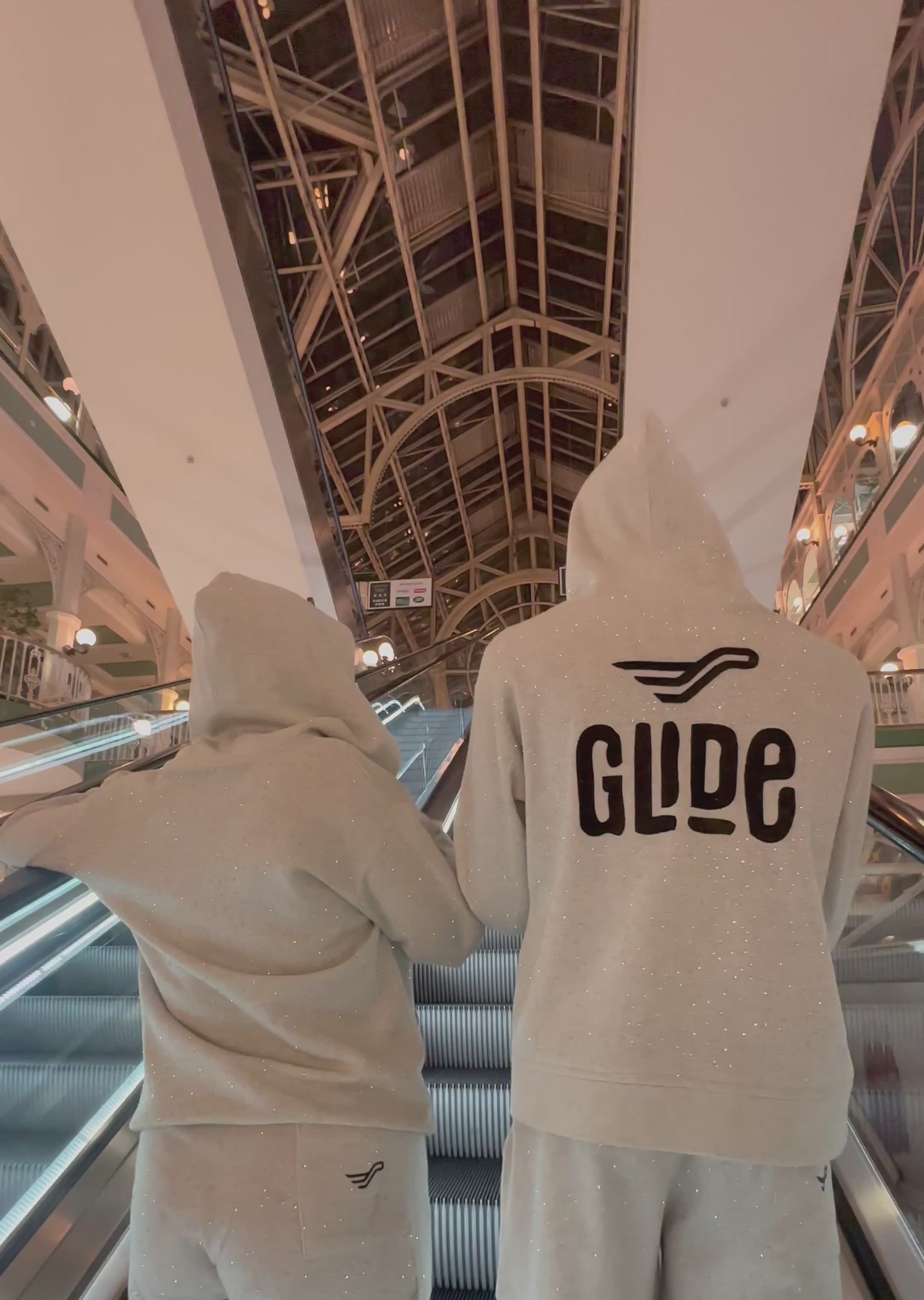 Glide Signature Double-Zip Rhinestone Tracksuit- Grey